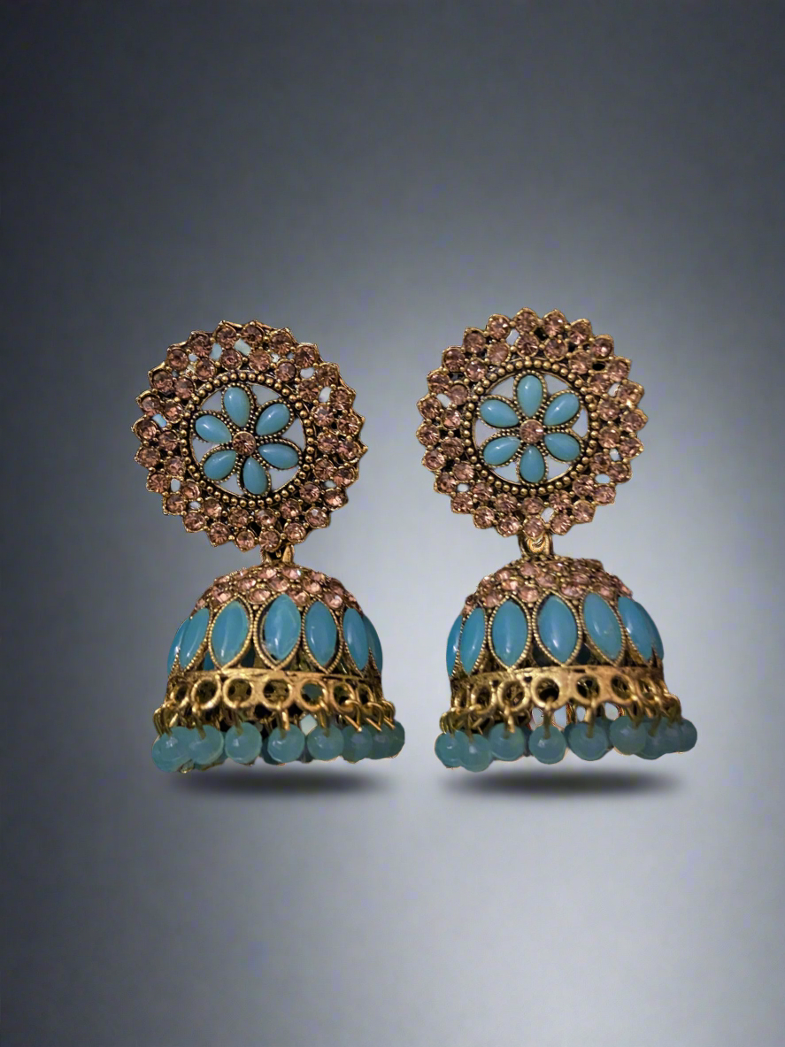 Floral pearl jhumkas