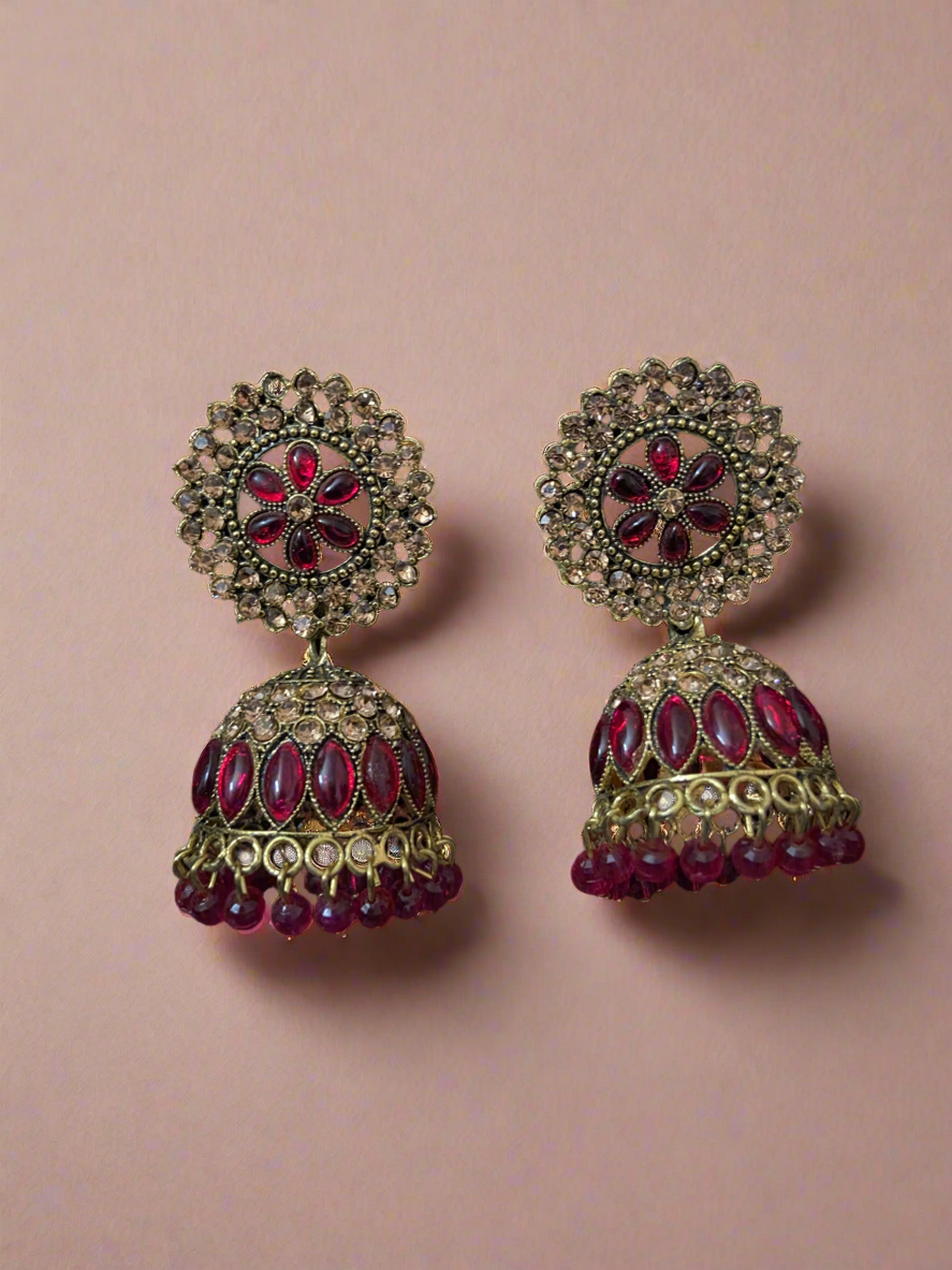 Floral pearl jhumkas