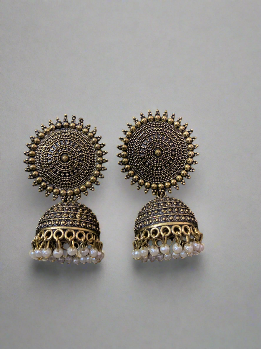 Gold plated floral jhumkas