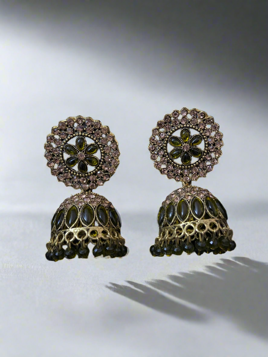 Floral pearl jhumkas