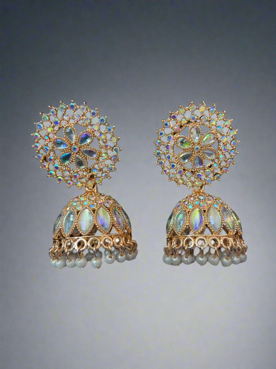 Floral pearl jhumkas