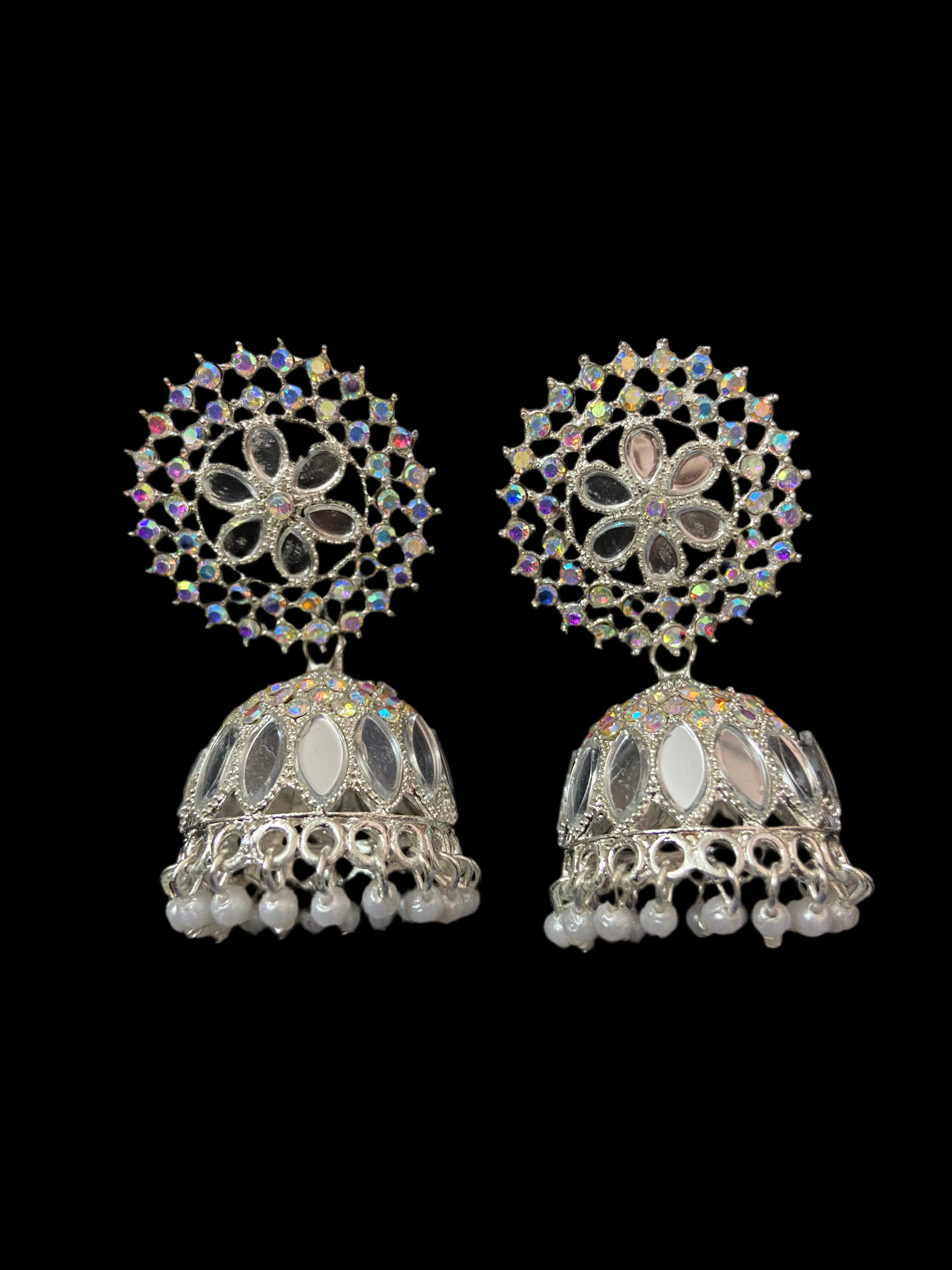 Floral pearl jhumkas
