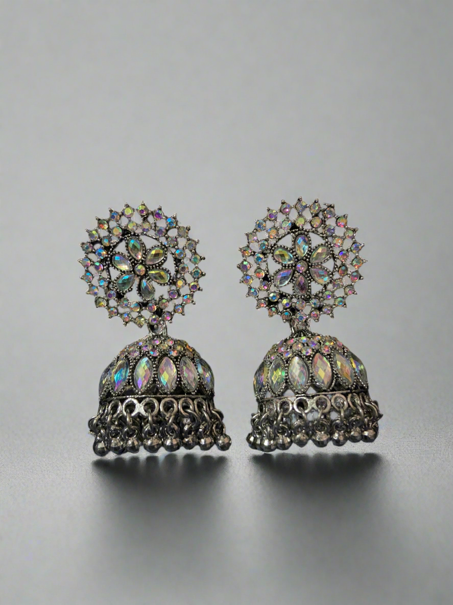 Floral pearl jhumkas