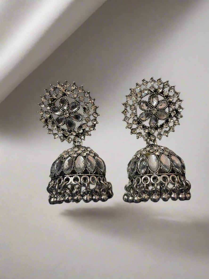 Floral pearl jhumkas