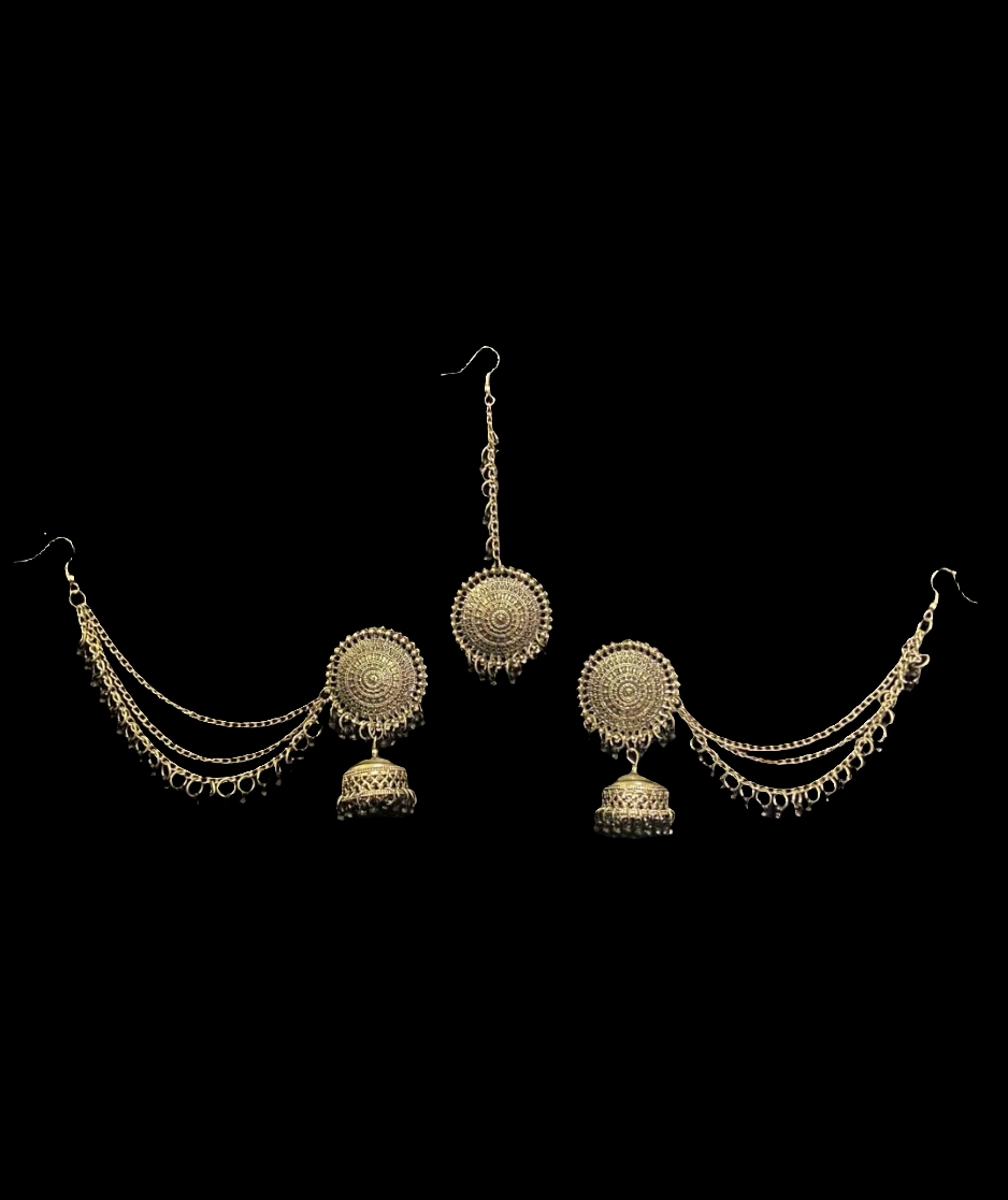 Earrings with maang tika