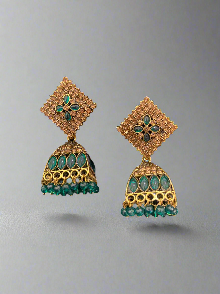 Square style pearl jhumkas