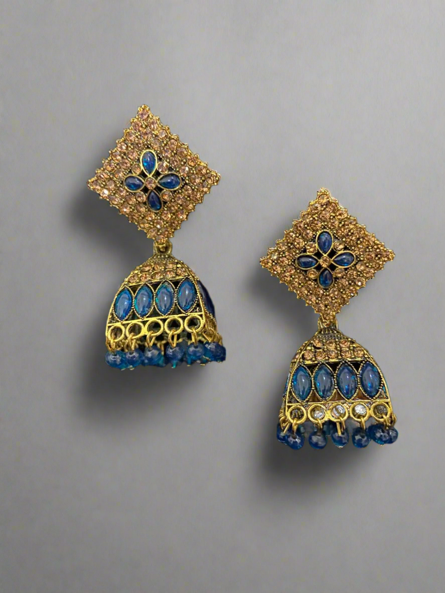 Square style pearl jhumkas
