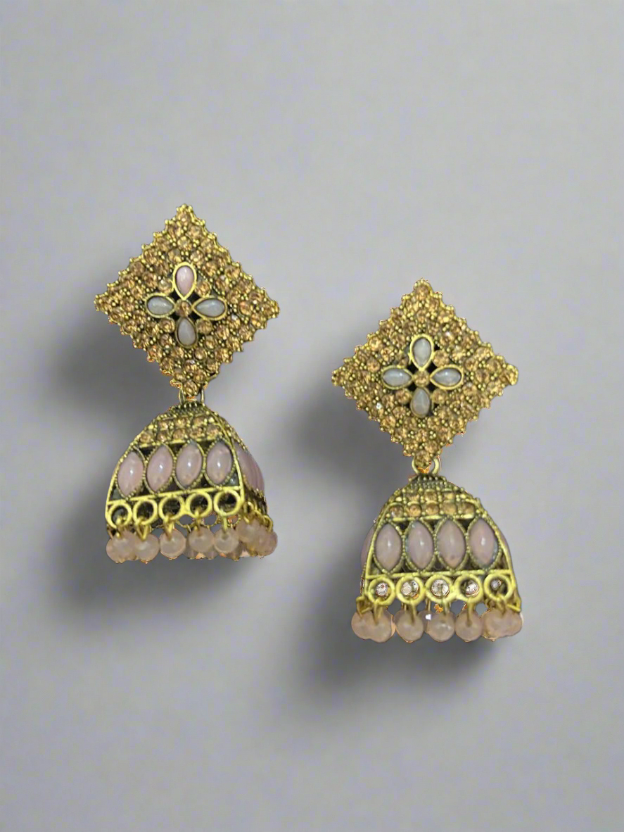 Square style pearl jhumkas