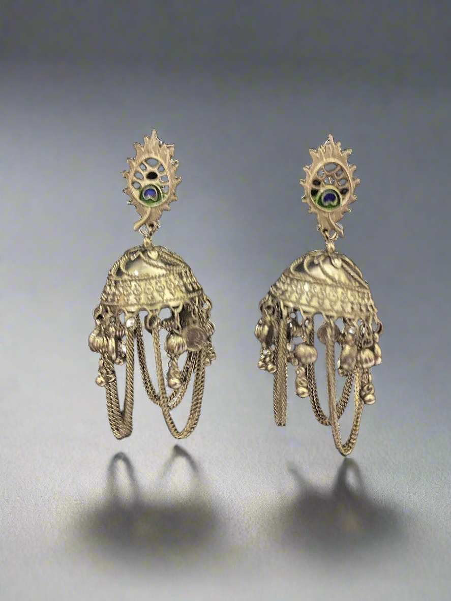Morpankh oxidised jhumkas