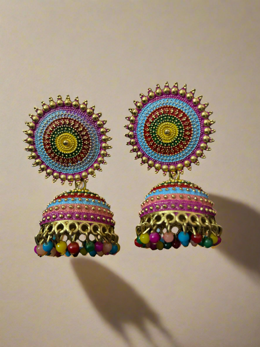 Gold plated floral jhumkas