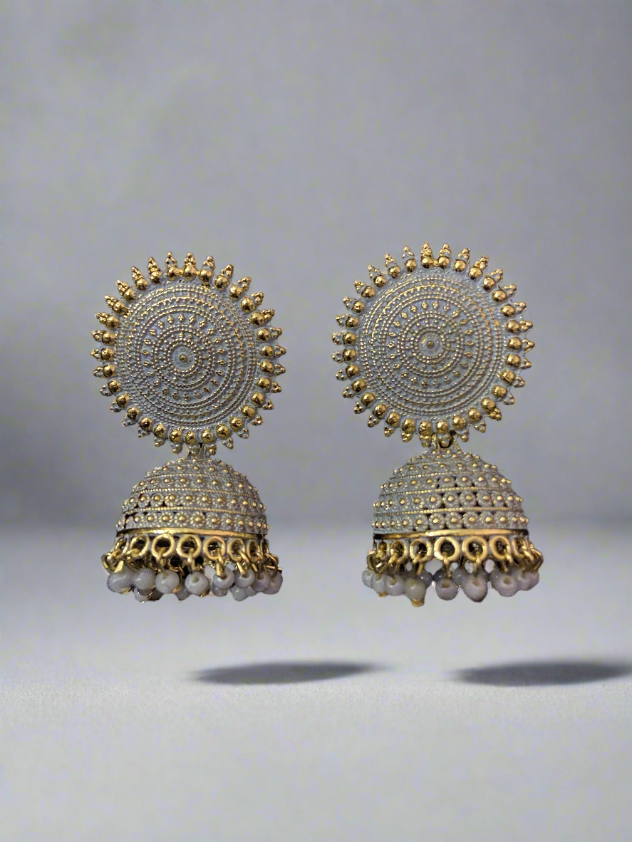 Gold plated floral jhumkas