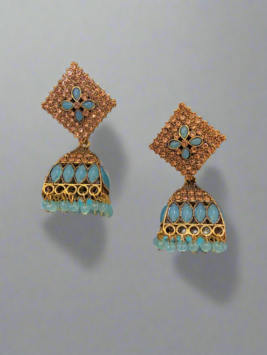 Square style pearl jhumkas