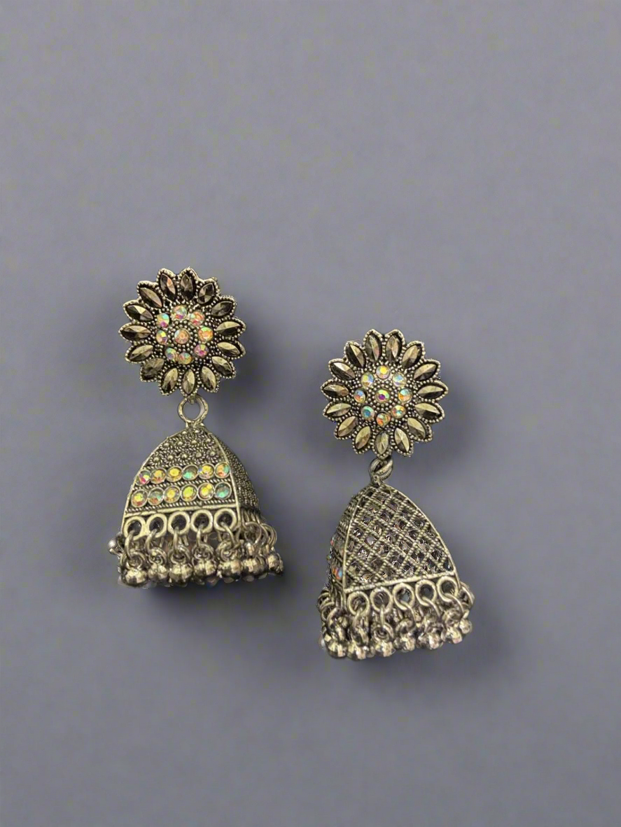 Floral bell jhumkas