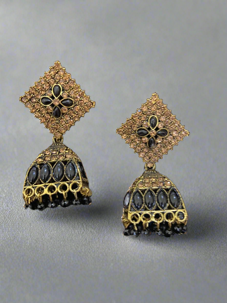 Square style pearl jhumkas