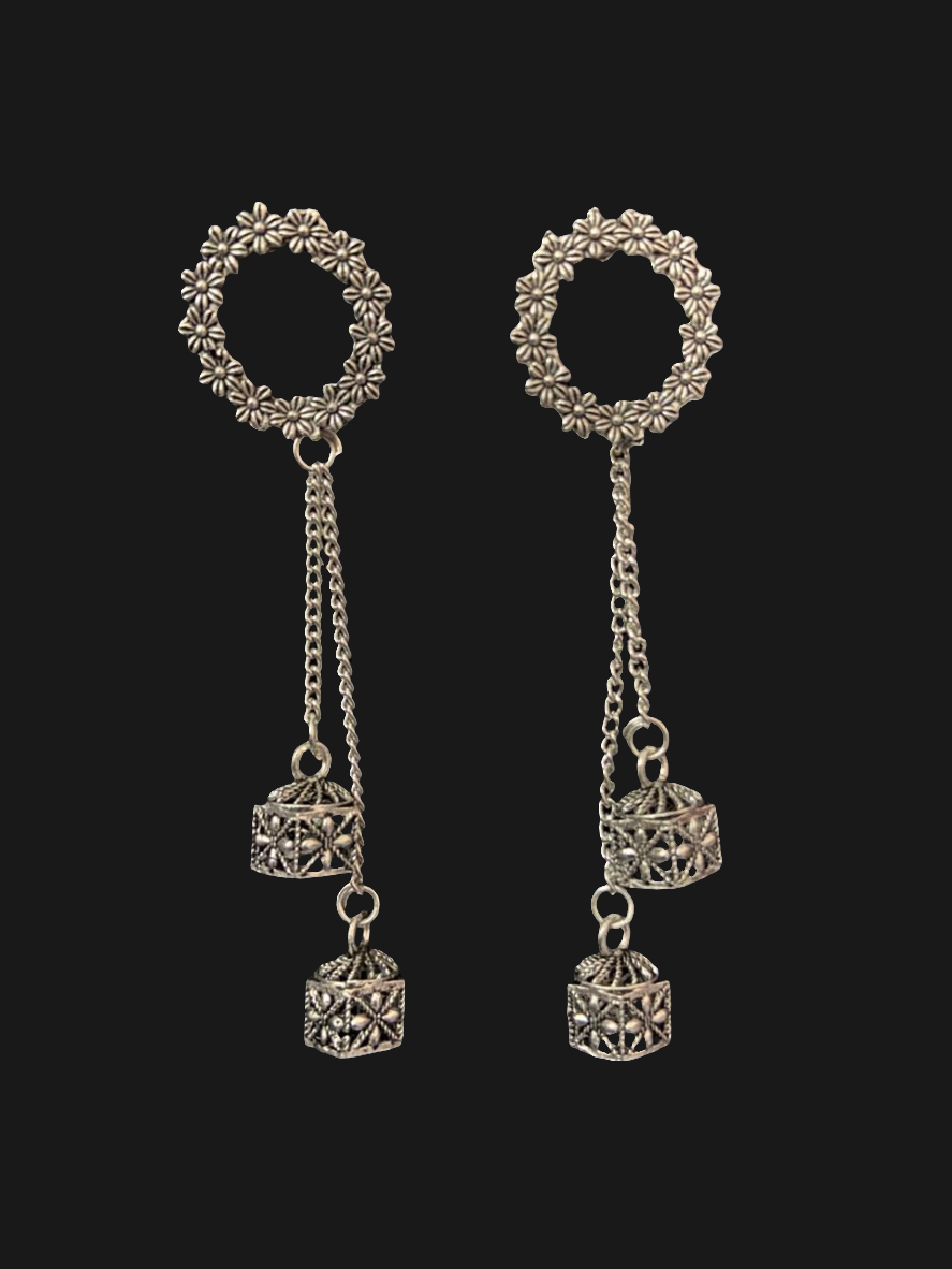 Oxidised silver jhumki