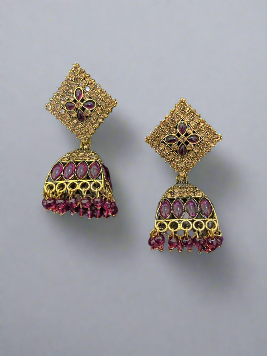 Square style pearl jhumkas