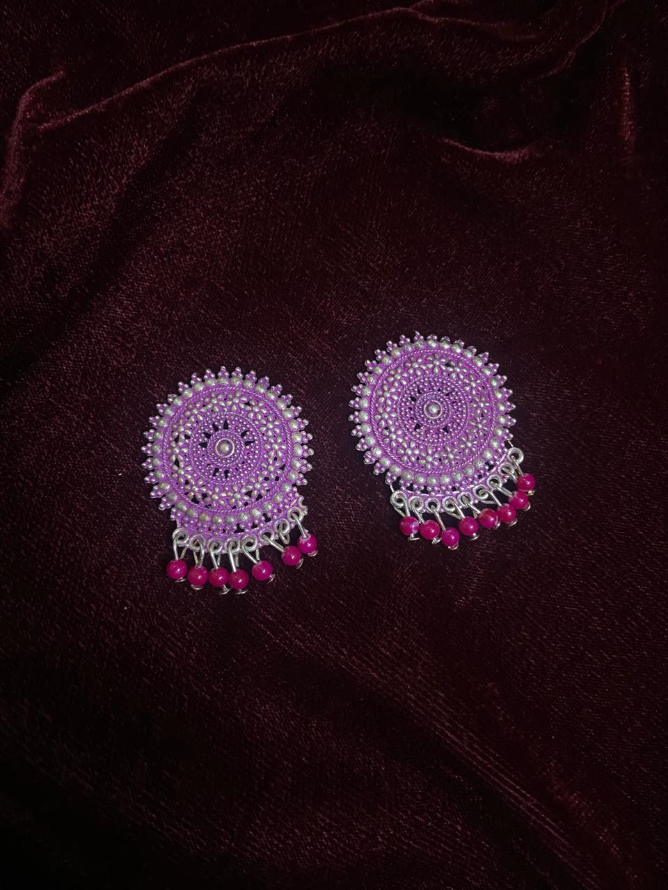 Pink floral earrings